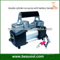 Double cylinder car tire inflators with battery clamp
